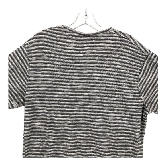 Hudson & Barrow NYC Mens T-shirt Heather Gray Stripes Medium Short Sleeve V-neck - Picture 6 of 11